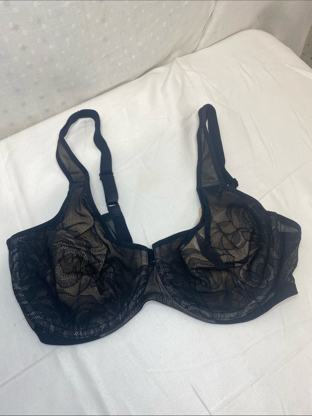Wacoal Black Sheer Lace Underwire Bra Size 34DD